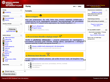 pełna strona kursu Moodle we Wrocławskim Portalu Informatycznym