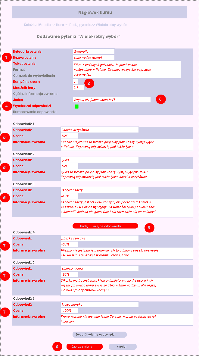 formularz pytania wielokrotny wybór z wieloma odpowiedziami